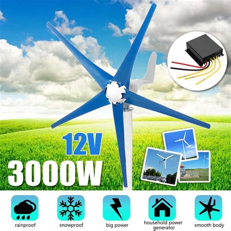 3000W 12 24 48V Horizontal Axis 5 Blades Wind Turbines Generator 3