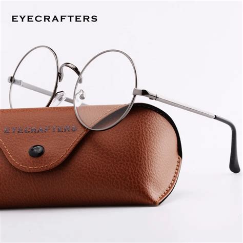 vintage metal mens round eyeglass frames vintage womens brand designer prescription spectacles