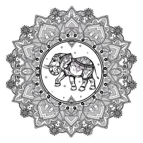 Animal mandala coloring pages elephant coloring pages national geographic hard 20 fascinating. Cute Elephant, Indian style - Difficult Mandalas (for ...