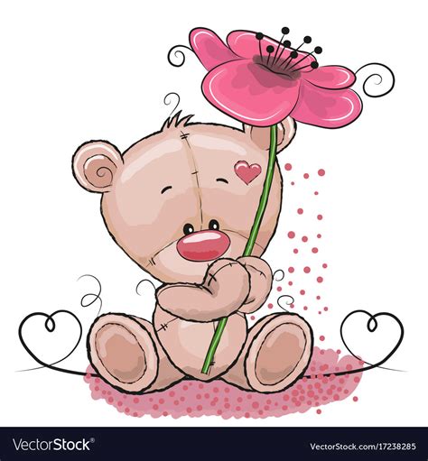 Bear With Flower Royalty Free Vector Image Vectorstock