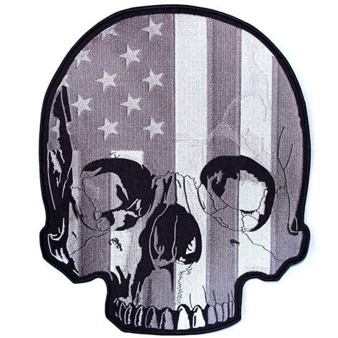 Subdued Half Skull Patch Us Flag Patriotic Embroidered Iron On