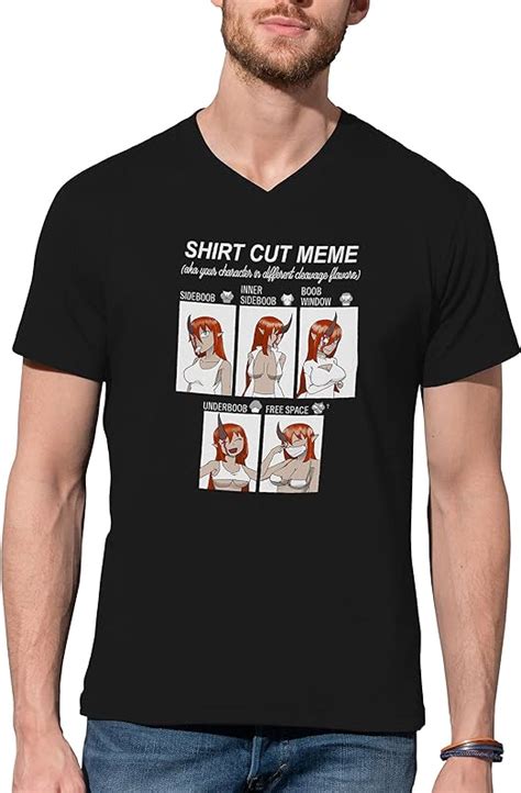 Bands Boutique Shirt Cut Meme Boobs Anime Manga Men S V Neck Shirt