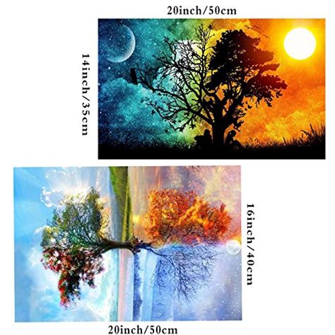 2pack 5d Diy Diamond Painting Four Seasons Tree And Star Sky Rhinestone