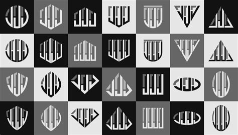 Simple Geometric Line Shape Letter J Jjj Jjjj Logo Design Bundle