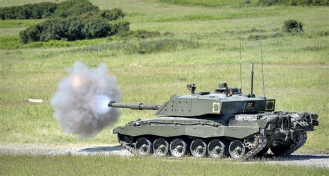 Challenger 2 Tank Firing Hesh Round During Training In Castlemartin