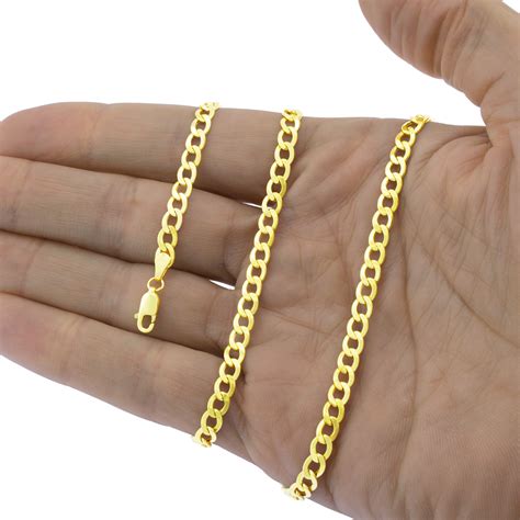 10k Yellow Gold Genuine 45mm Curb Cuban Link Chain Necklace Mens Women