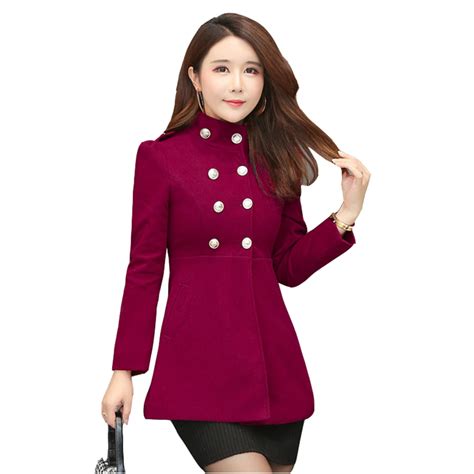 autumn and winter woolen coat women s fashion medium long slim women s woolen coats korean