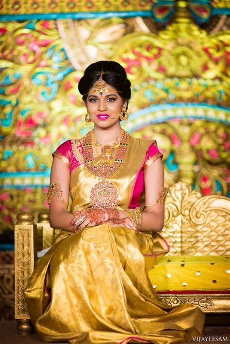Gold Silk Saree Gold Silk Saree Pure Silk Sarees South Indian Bride