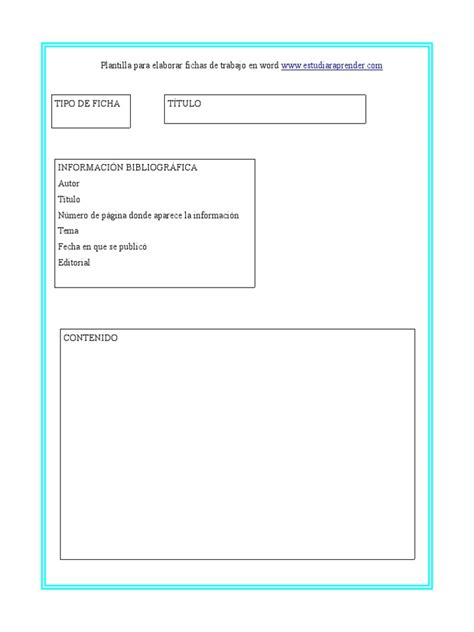 Plantilla Para Elaborar Fichas De Trabajodoc