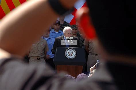 Photo Us Vice President Richard B Cheney At Lectern Addresses Us Navy Usn