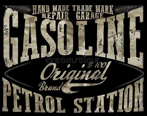 Vintage Gasolineauthentic Gas Pump Vector Illustration Print V Stock