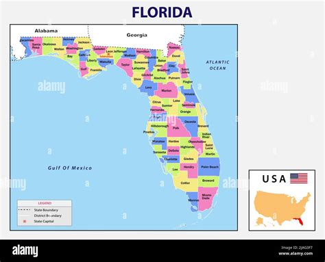 Mapa De Florida Mapa Político De Florida En Estados Unidos Mapa De La