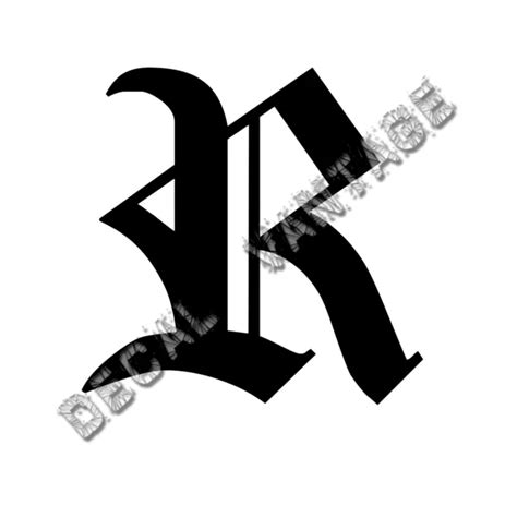 Old English R Letter Initial Vinyl Sticker Decal Font Diploma Choose
