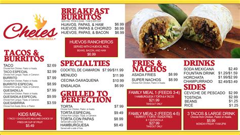 Cheles Tacos Grill Menu Madera Ca 93638