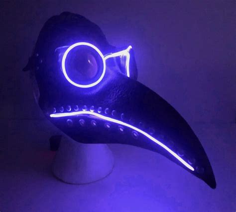 Plague Doctor Halloween Mask El Wire Light Up Led Glow Dr Bird Etsy