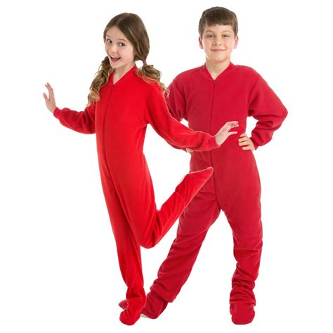 Big Feet Pajama Big Feet Pjs Big Boys Kids Red Fleece Footed Pajamas