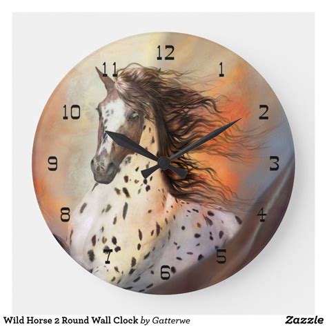 Wild Horse 2 Round Wall Clock Horses Wild Horses Clock