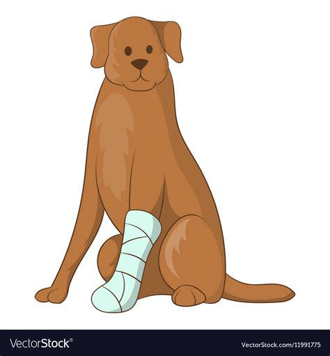Dog With An Injured Leg Icon Cartoon Style Vector Image