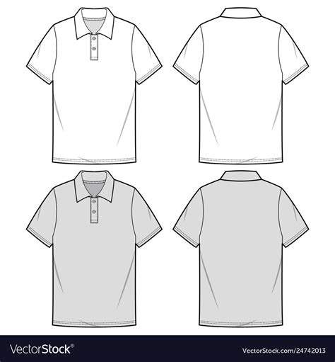 Polo Shirts Fashion Flat Sketch Template Vector Image