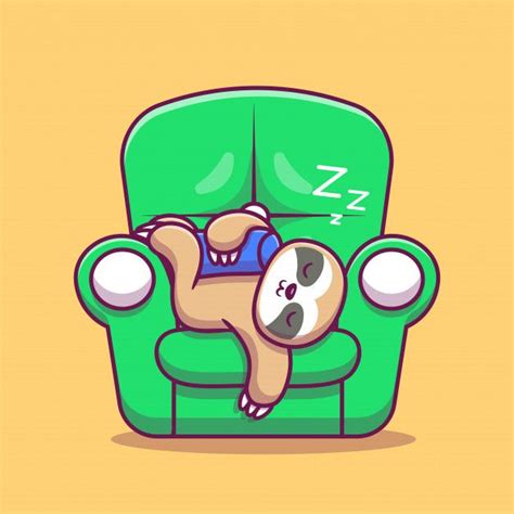 Premium Vector Cute Sloth Sleeping On Couch Cartoon Icon Illustration