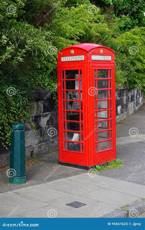 Classic Vintage Red British Telephone Booth Editorial Stock Photo