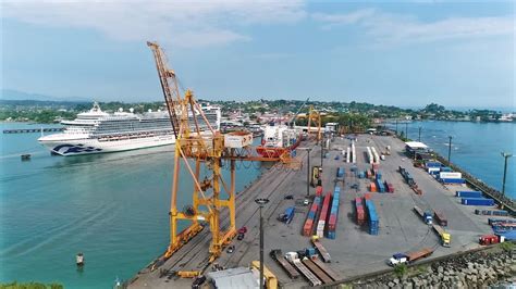 Premium Stock Video Docked Cruise Ship Near Port Terminal In Puerto