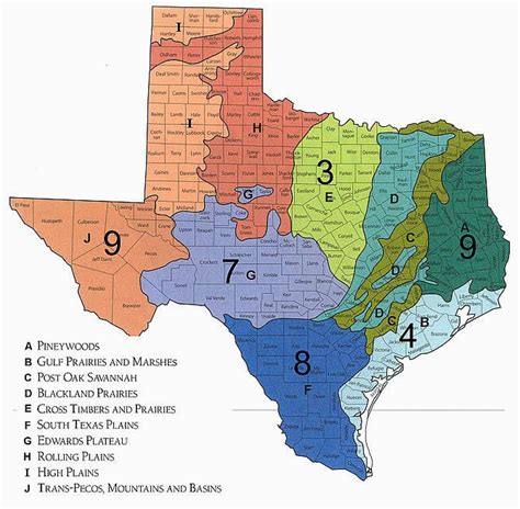 Texas Four Regions Map Secretmuseum