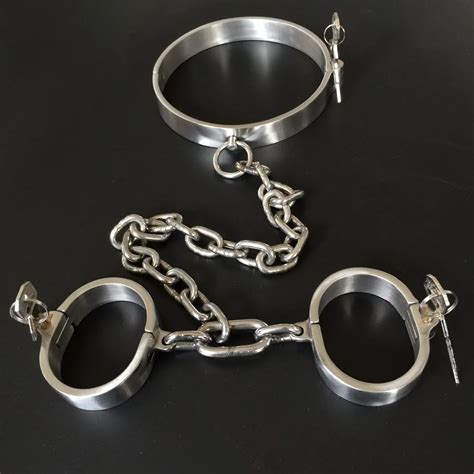 Buy 2pcsset Bondage Collarhandcuffs For Sex Steel Collar Bdsm Bondage