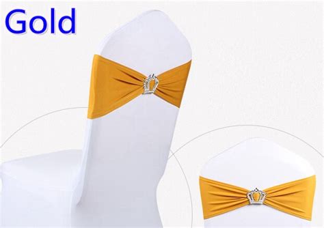 Get premium quality spandex stretch chair sashes, chair covers, chair skirts, and chair belts in wide range of colors, styles, and sizes. Gold colour Spandex chair sashes wedding chair sash with ...