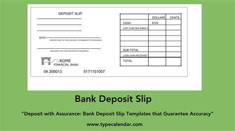 Free Printable Bank Deposit Slip Template Simplify Your Banking Today