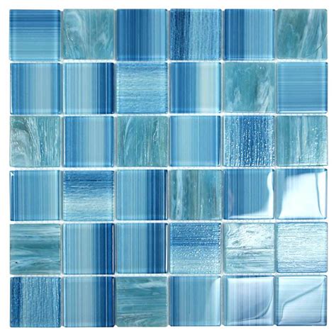 Seven Seas Caribbean Blue Polished Glass 2x2 Pool Tile Pool Tile Waterline Pool Tile Glass