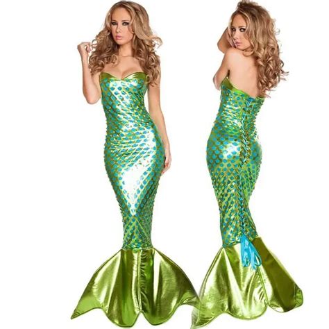 Women Mermaid Dress Costume Halloween Cosplay Romantic Beauty Sea Maid Sexy Dress Women Mermaid