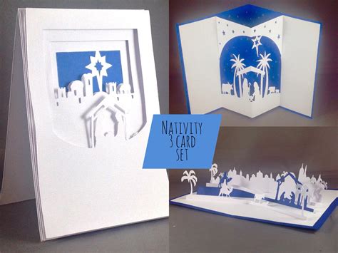 Christmas Pop Up Cards 3d Nativity Scene Cards Religious Etsy
