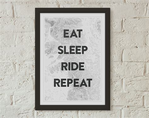 Eat Sleep Ride Repeat Poster Print Cycling Art Illustrated