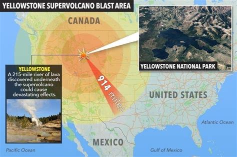 Super Volcano Death Yellowstone Eruption Map Volcano Erupt