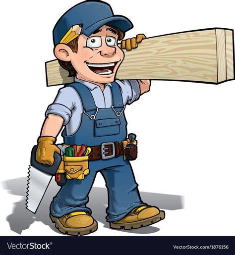 Items related with retro cartoon handyman mascot logo. Handyman Carpenter Blue vector image on | Handyman logo ...