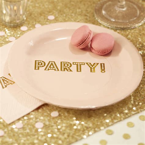 Pastel Pink Party Gold Foiled Paper Plate By Ginger Ray