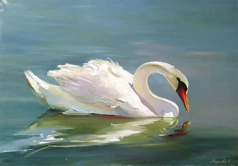 Swan Bird Painting Neshkovaart лебедь Swan Painting Swans Art