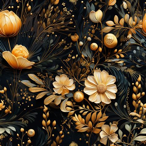 Black Gold Seamless Floral Art Free Stock Photo Public Domain Pictures