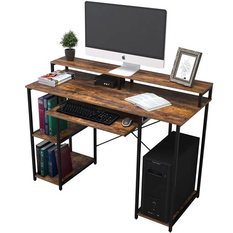 Buy Topsky Computer Desk With Storage Shelveskeyboard Traymonitor