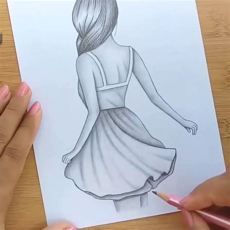 How To Draw A Girl With Back Side Pencil Sketch Tutorial Easy Step By