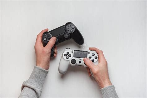 Hand Hold New Joystick Isolated Gamer Play Game With Gamepad