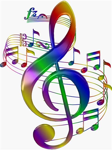 Colorful Treble Clef With Music Notes Sticker For Sale By Cooldoodles