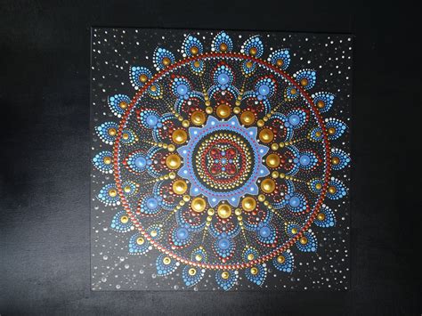 Dotted Canvas Celestial Mandala Art Dot Art Etsy