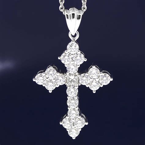 Diamond Cross Necklace Pendant 188 Carats Gold Or Platinum