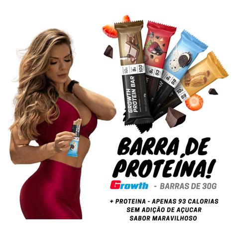 Barra De Proteina Barrinha Protein Bar Whey Growth Sabores Shopee Brasil