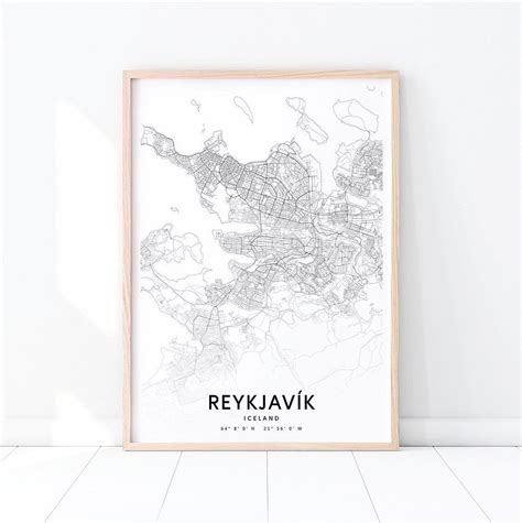 Reykjavík Map Print Reykjavik Iceland Map Art Poster City Etsy