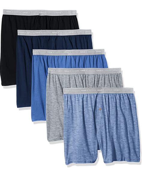 Hanes Mens Exposed Waistband Knit Boxer Multiple Packs Available