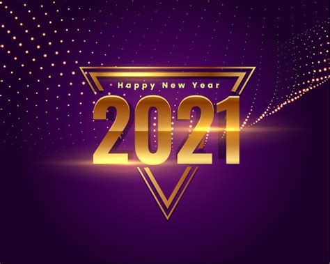 Free Vector 2021 Happy New Year Golden Stylish Wishes Card