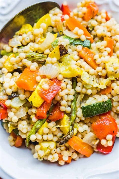Pearl Couscous With Roasted Vegetables Home And Plate Recipe